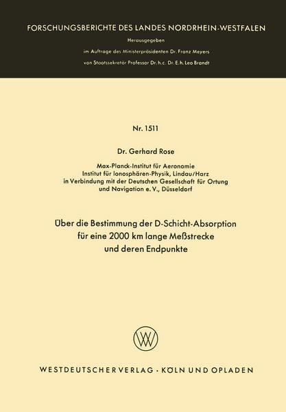 Produktbild: &Uuml;ber die Bestimmung der D-Schicht-Absorption f&uuml;r eine 2000 km lange Me&szlig;strecke und deren Endpunkte