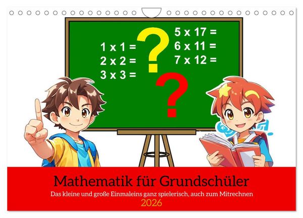 Produktbild: Mathematik f&uuml;r Grundsch&uuml;ler (Wandkalender 2026 DIN A4 quer), CALVENDO Monatskalender
