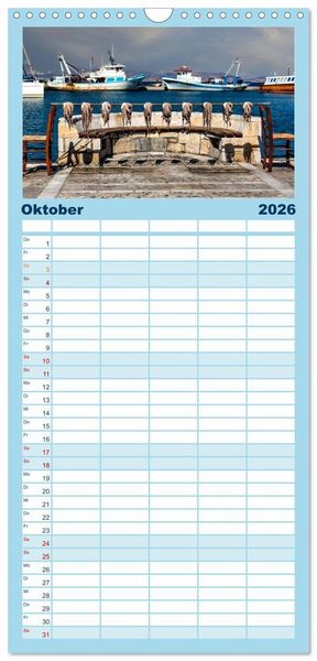 Produktbild: Familienplaner 2026 - Die Insel Naxos - Ein Traum in blau und wei&szlig; mit 5 Spalten (Wandkalender, 21 x 45 cm) CALVENDO