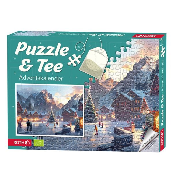 Produktbild: Puzzle & Bio-Tee-Adventskalender Motiv Eislaufen