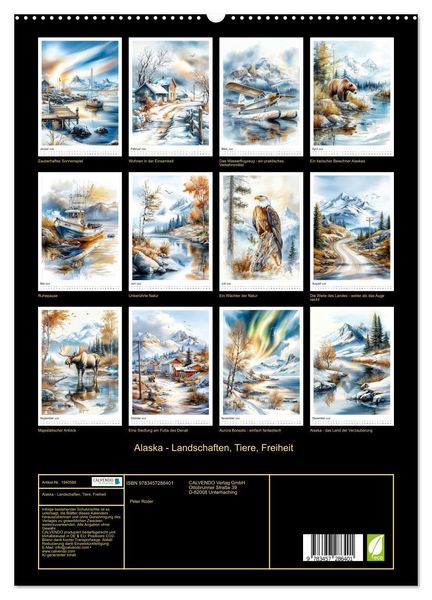 Produktbild: Alaska - Landschaften, Tiere, Freiheit (hochwertiger Premium Wandkalender 2026 DIN A2 hoch), Kunstdruck in Hochglanz