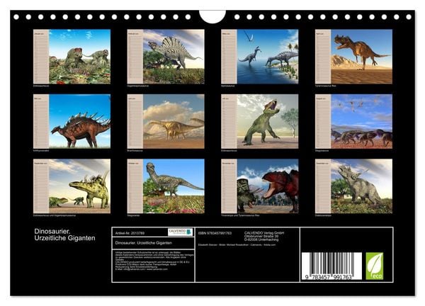 Produktbild: Dinosaurier. Urzeitliche Giganten (Wandkalender 2026 DIN A4 quer), CALVENDO Monatskalender