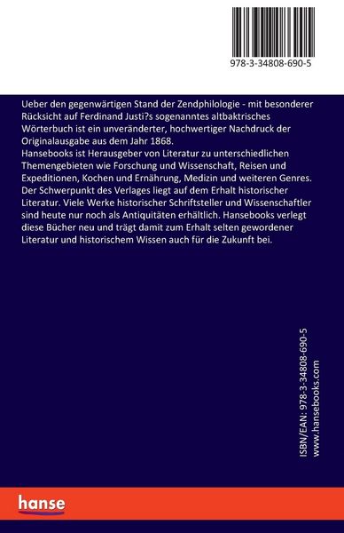Produktbild: Ueber den gegenw&auml;rtigen Stand der Zendphilologie