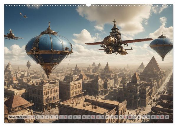 Produktbild: Steampunk - fantastische Flugger&auml;te (Wandkalender 2026 DIN A2 quer), CALVENDO Monatskalender