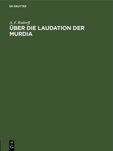 Produktbild: &Uuml;ber die Laudation der Murdia