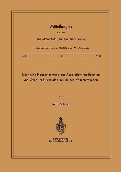 Produktbild: &Uuml;ber eine Neubestimmung des Absorptionskoeffizienten von Ozon im Ultraviolett bei Kleinen Konzentrationen
