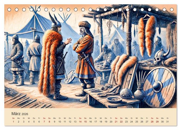 Produktbild: Die Wikingerzeit - Helden, K&ouml;nige und Entdeckungen (Tischkalender 2026 DIN A5 quer), CALVENDO Monatskalender