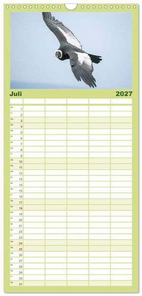 Produktbild: Familienplaner 2027 - Wildlife S&uuml;damerika mit 5 Spalten (Wandkalender, 21 x 45 cm) CALVENDO