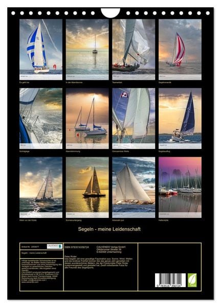 Produktbild: Segeln - meine Leidenschaft (Wandkalender 2026 DIN A4 hoch), CALVENDO Monatskalender