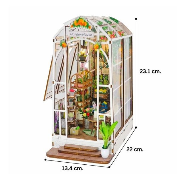 Produktbild: FiguredArt M2313 - DIY Book Nook, Garden House, Gew&auml;chshaus mit Blumen, Puzzle, 55 Teile, Miniatur-Diorama