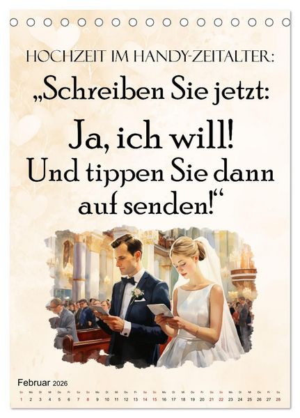 Produktbild: Hochzeitsspr&uuml;che (Tischkalender 2026 DIN A5 hoch), CALVENDO Monatskalender