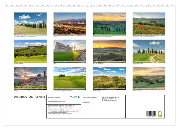 Produktbild: Wundersch&ouml;ne Toskana (Wandkalender 2026 DIN A2 quer), CALVENDO Monatskalender