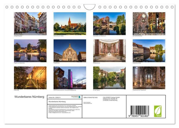 Produktbild: Wunderbares N&uuml;rnberg (Wandkalender 2026 DIN A4 quer), CALVENDO Monatskalender