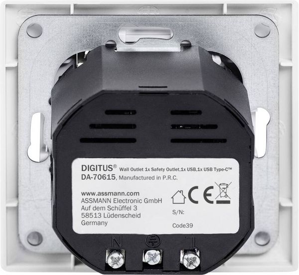 Produktbild: Digitus DA-70615 Unterputz-Steckdose mit USB Wei&szlig;