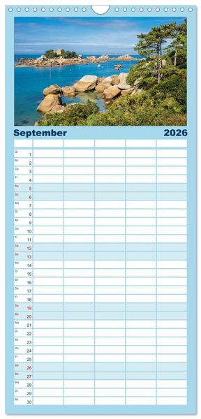 Produktbild: Familienplaner 2026 - Unterwegs in der Bretagne mit 5 Spalten (Wandkalender, 21 x 45 cm) CALVENDO
