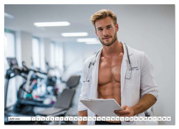 Produktbild: SEXY &Auml;RZTE - M&auml;nnlich, muskul&ouml;s und einsatzbereit (Tischkalender 2026 DIN A5 quer), CALVENDO Monatskalender