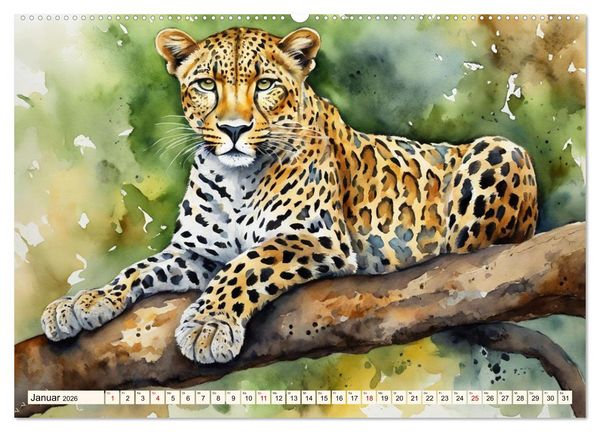 Produktbild: Zauberhafte Aquarelle von Afrikas Tierwelt (hochwertiger Premium Wandkalender 2026 DIN A2 quer), Kunstdruck in Hochglanz