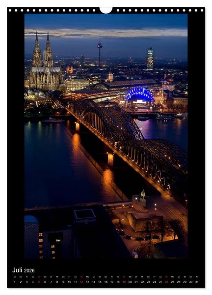 Produktbild: K&ouml;ln-Nachts - Eine Metropole nicht nur im Mondschein (Wandkalender 2026 DIN A3 hoch), CALVENDO Monatskalender