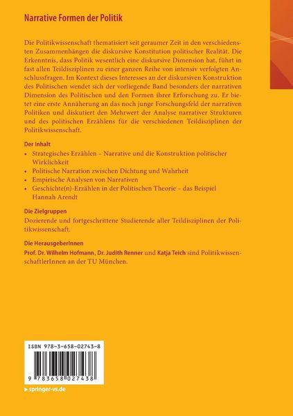 Produktbild: Narrative Formen der Politik