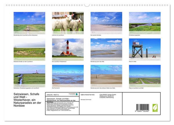 Produktbild: Salzwiesen, Schafe und Watt - Westerhever, ein Naturparadies an der Nordsee (hochwertiger Premium Wandkalender 2026 DIN A2 quer), Kunstdruck in Hochglanz