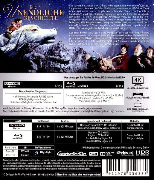 Produktbild: Die Unendliche Geschichte (4K Ultra HD) (+ Blu-ray 2D)