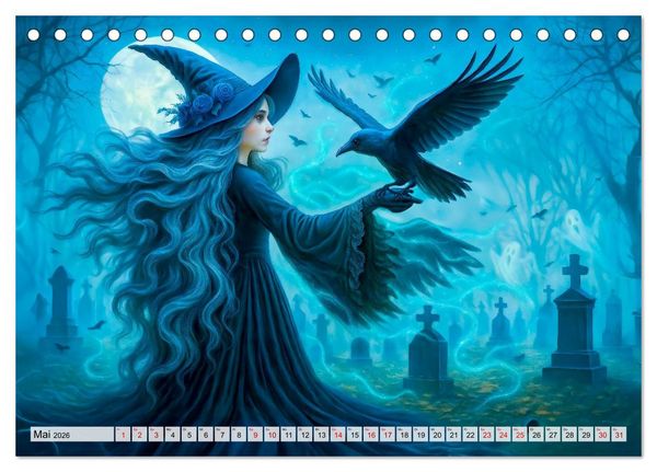 Produktbild: Mystische Hexen - Magische Frauen und finstere N&auml;chte (Tischkalender 2026 DIN A5 quer), CALVENDO Monatskalender