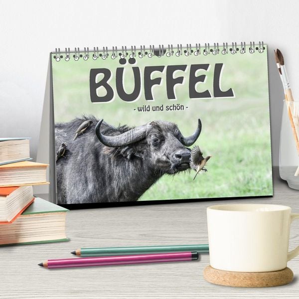 Produktbild: B&uuml;ffel - wild und sch&ouml;n (Tischkalender 2026 DIN A5 quer), CALVENDO Monatskalender