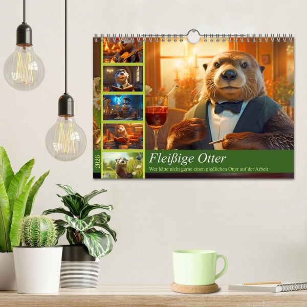 Produktbild: Flei&szlig;ige Otter - Wer h&auml;tte nicht gerne einen niedlichen Otter auf der Arbeit (Wandkalender 2026 DIN A4 quer), CALVENDO Monatskalender