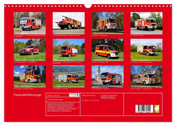 Produktbild: Feuerwehrfahrzeuge (Wandkalender 2026 DIN A3 quer), CALVENDO Monatskalender