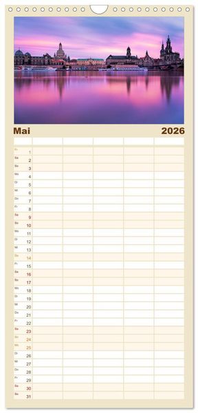 Produktbild: Familienplaner 2026 - Barockstadt Dresden mit 5 Spalten (Wandkalender, 21 x 45 cm) CALVENDO