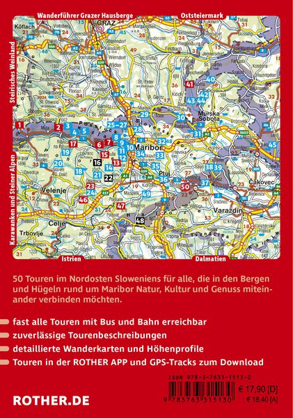Produktbild: ROTHER Wanderf&uuml;hrer Slowenisches Weinland. 50 Touren im Nordosten Sloweniens in den Bergen und H&uuml;geln rund um Maribor