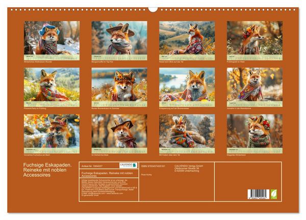 Produktbild: Fuchsige Eskapaden. Reineke mit noblen Accessoires (Wandkalender 2026 DIN A2 quer), CALVENDO Monatskalender