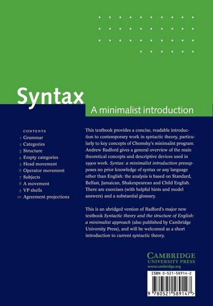 Produktbild: Syntax: A Minimalist Introduction
