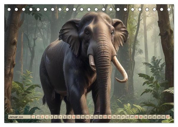 Produktbild: Riesen der Eiszeit &ndash; Ein Jahr voller Mammut Momente (Tischkalender 2026 DIN A5 quer), CALVENDO Monatskalender