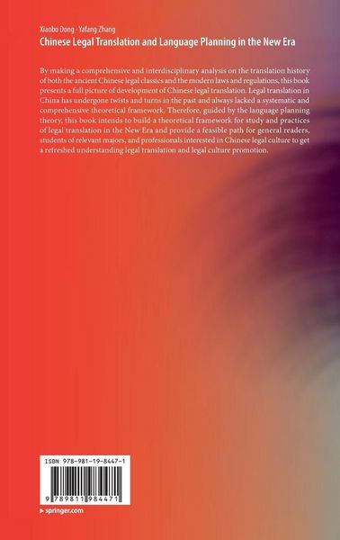 Produktbild: Chinese Legal Translation and Language Planning in the New Era