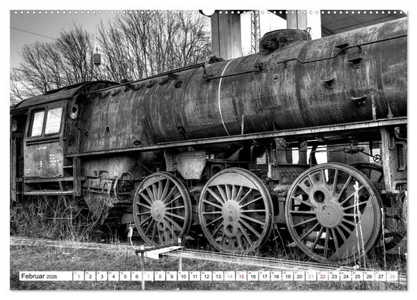 Produktbild: Unter Dampf - Eisenbahnromantik in schwarz-wei&szlig; (hochwertiger Premium Wandkalender 2026 DIN A2 quer), Kunstdruck in Hochglanz