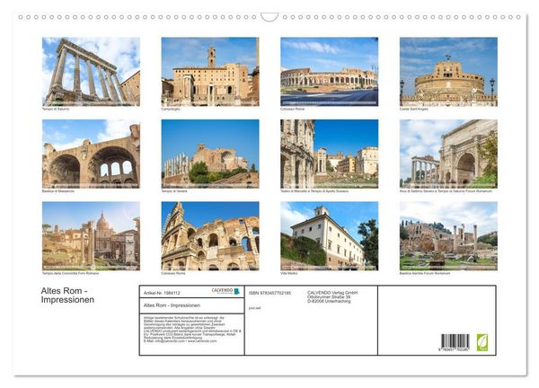 Produktbild: Altes Rom - Impressionen (Wandkalender 2026 DIN A2 quer), CALVENDO Monatskalender