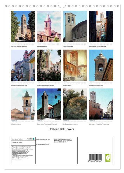 Produktbild: Umbrian Bell Towers (Wall Calendar 2026 DIN A3 portrait), CALVENDO 12 Month Wall Calendar