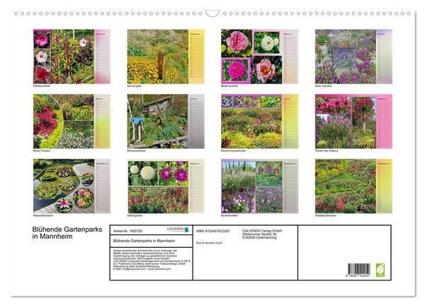 Produktbild: Bl&uuml;hende Gartenparks in Mannheim (Wandkalender 2026 DIN A2 quer), CALVENDO Monatskalender