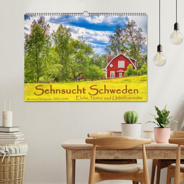 Produktbild: Sehnsucht Schweden - Elche, Natur und Urlaubstr&auml;ume (Wandkalender 2026 DIN A2 quer), CALVENDO Monatskalender