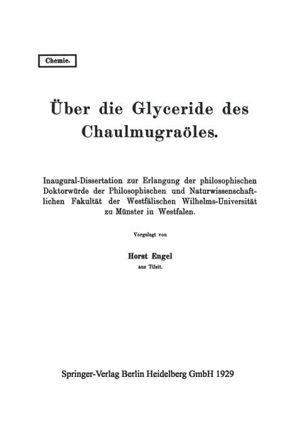 Produktbild: &Uuml;ber die Glyceride des Chaulmugra&ouml;les