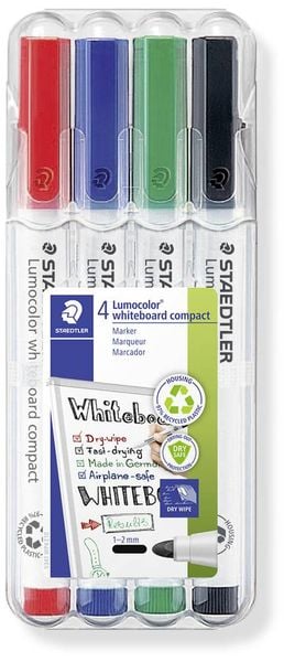 STAEDTLER Whiteboard-Marker Lumocolor 341, sortierte Farben, 4er Set