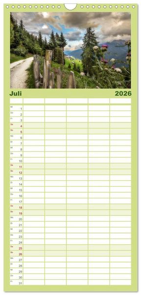Produktbild: Familienplaner 2026 - Bergbauernh&ouml;fe im Ultental mit 5 Spalten (Wandkalender, 21 x 45 cm) CALVENDO