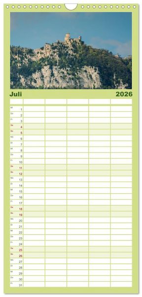 Produktbild: Familienplaner 2026 - San Marino Die &auml;lteste Republik der Welt mit 5 Spalten (Wandkalender, 21 x 45 cm) CALVENDO