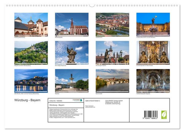 Produktbild: W&uuml;rzburg - Bayern (hochwertiger Premium Wandkalender 2026 DIN A2 quer), Kunstdruck in Hochglanz