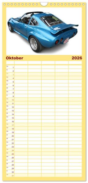 Produktbild: Familienplaner 2026 - Mein Autokalender mit 5 Spalten (Wandkalender, 21 x 45 cm) CALVENDO