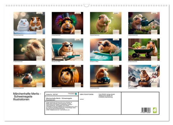 Produktbild: M&auml;rchenhafte Merlis - Schweinegeile Illustrationen (Wandkalender 2026 DIN A2 quer), CALVENDO Monatskalender