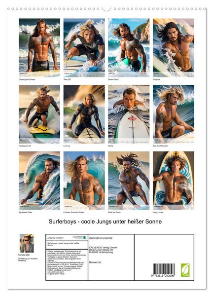 Produktbild: Surferboys - coole Jungs unter hei&szlig;er Sonne (hochwertiger Premium Wandkalender 2026 DIN A2 hoch), Kunstdruck in Hochglanz