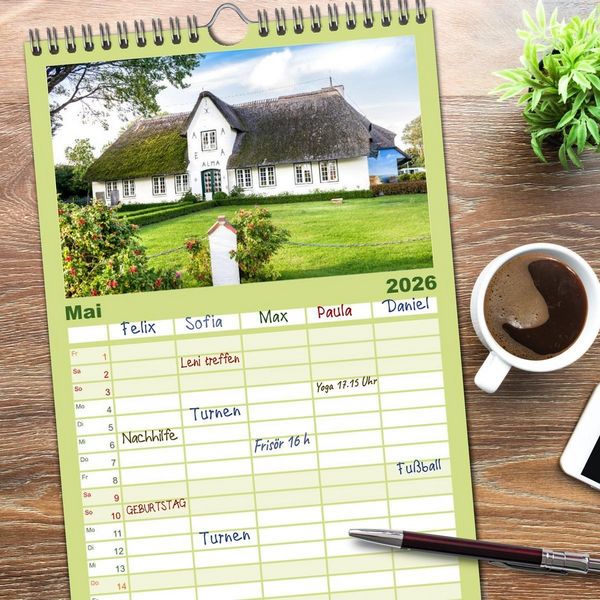 Produktbild: Familienplaner 2026 - Sylt mein Inselblick mit 5 Spalten (Wandkalender, 21 x 45 cm) CALVENDO