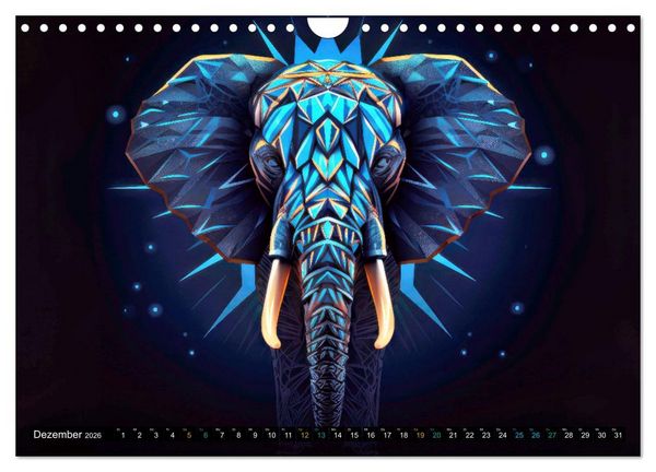 Produktbild: Elefanten - modern Art (Wandkalender 2026 DIN A4 quer), CALVENDO Monatskalender